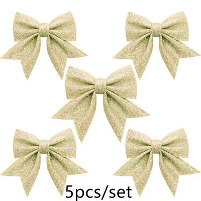 5 db/szett 14 cm-es csillogó masni karácsonyi díszek karácsonyfa medál dísz otthoni dekorációhoz Újévi buli barkács masni díszek