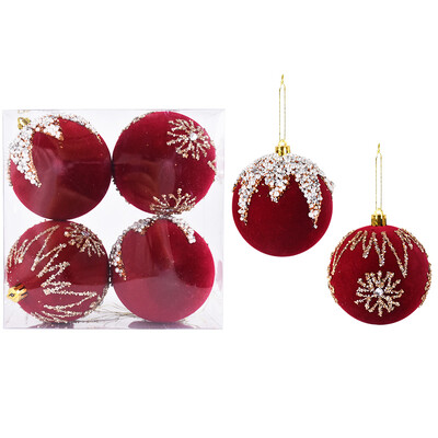 4db Piros plüss karácsonyi labda függő medálok díszek nagy karácsonyfa labdák dekorációk lakberendezés karácsonyi buli Navidad