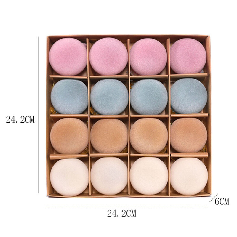 16 τμχ Χριστουγεννιάτικες μπάλες 2,4'' Βελούδινες υφασμάτινες βελούδινες μπάλες Στολίδι Μπεζ/Καφέ/Λευκό/Μπλε/Πράσινο Για Διακόσμηση Χριστουγεννιάτικου Πάρτυ