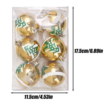 6/PCS Χριστουγεννιάτικες μπάλες ζωγραφισμένες με πράσινο χρυσό Πλαστικά Κρεμαστό κρεμαστό χριστουγεννιάτικο δέντρο Πρωτοχρονιάτικο Διακόσμηση πάρτι για το σπίτι Δώρα για φίλους