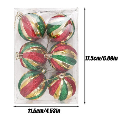 6/PCS Χριστουγεννιάτικες μπάλες ζωγραφισμένες με πράσινο χρυσό Πλαστικά Κρεμαστό κρεμαστό χριστουγεννιάτικο δέντρο Πρωτοχρονιάτικο Διακόσμηση πάρτι για το σπίτι Δώρα για φίλους