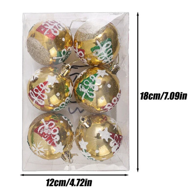 6/PCS Χριστουγεννιάτικες μπάλες ζωγραφισμένες με πράσινο χρυσό Πλαστικά Κρεμαστό κρεμαστό χριστουγεννιάτικο δέντρο Πρωτοχρονιάτικο Διακόσμηση πάρτι για το σπίτι Δώρα για φίλους