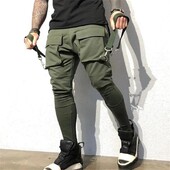 Ανδρικά Joggers Τσέπη με φερμουάρ Hip-hop Φούτερ με πολλές τσέπες Άνδρας Γυμναστήρια Γυμναστική Γυμναστική Βαμβακερά παντελόνια Ανδρικά παντελόνια καθημερινής μόδας Skinny