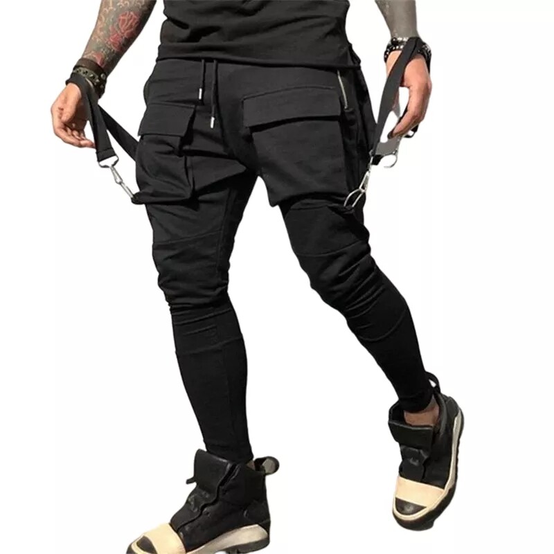 Ανδρικά Joggers Τσέπη με φερμουάρ Hip-hop Φούτερ με πολλές τσέπες Άνδρας Γυμναστήρια Γυμναστική Γυμναστική Βαμβακερά παντελόνια Ανδρικά παντελόνια καθημερινής μόδας Skinny