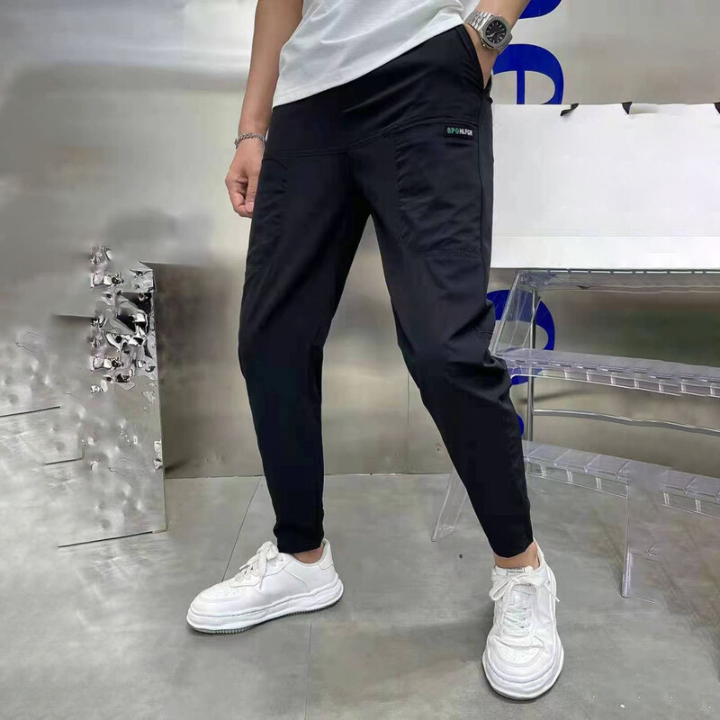 Vyriškos laisvalaikio kelnės elastinga juosmuo, kelios kišenės, didelis elastingumas, kulkšnies ilgis, kasdienis dėvėjimas Slim Fit vyriškos pieštukų kelnės Vyriški drabužiai
