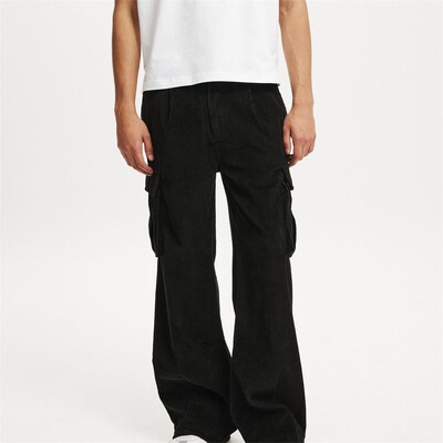 Vīriešu modernas velveta bikses brīvas, taisnas kājas ikdienišķas daudzkabatu bikses japāņu stila darba apģērbs High Street stila vīriešu