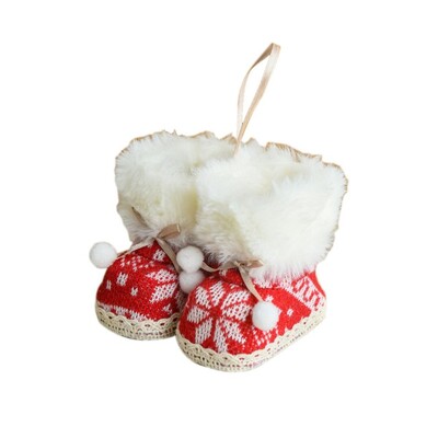 Cizme decorative de Crăciun Pandantiv Moale Plus/pânză Pantofi tricotati de Crăciun Ornament Cizme suspendate Forma