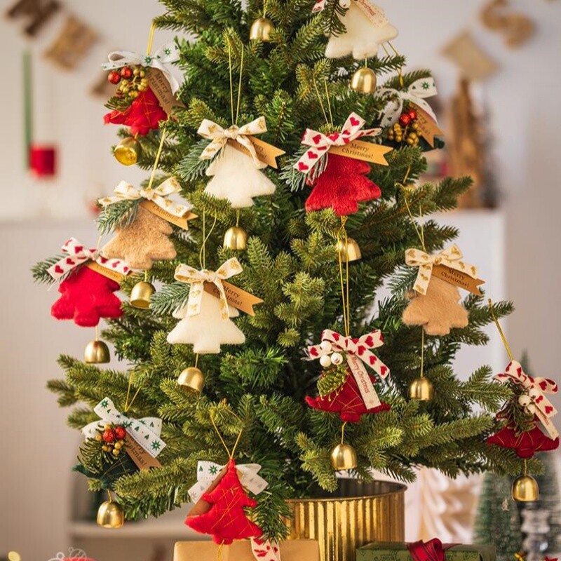 Pliušinė Kalėdų eglutė papuošti varpais Šiaurės stiliaus Kalėdų eglutės puošimas Kalėdos Pakabinamos Kalėdų Dovanos Kalėdų namų dekoravimas