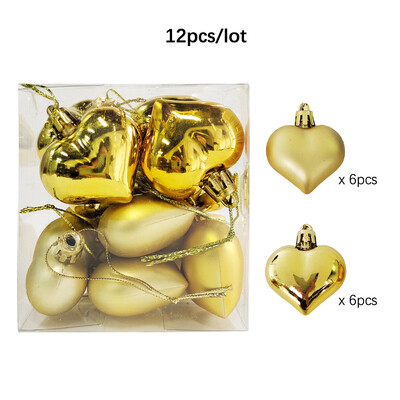 12 τμχ Love Heart Χριστουγεννιάτικες μπάλες Στολίδι Κόκκινο χρυσό Πλαστικές μπάλες Κρεμαστό Χριστουγεννιάτικο Δέντρο Κρεμαστό Διακόσμηση Χριστουγέννων 2024