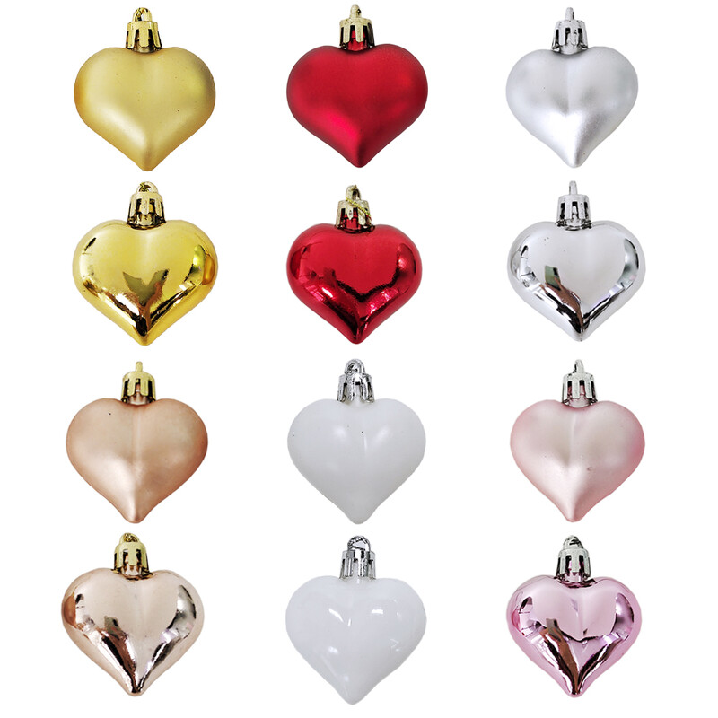 12 τμχ Love Heart Χριστουγεννιάτικες μπάλες Στολίδι Κόκκινο χρυσό Πλαστικές μπάλες Κρεμαστό Χριστουγεννιάτικο Δέντρο Κρεμαστό Διακόσμηση Χριστουγέννων 2024