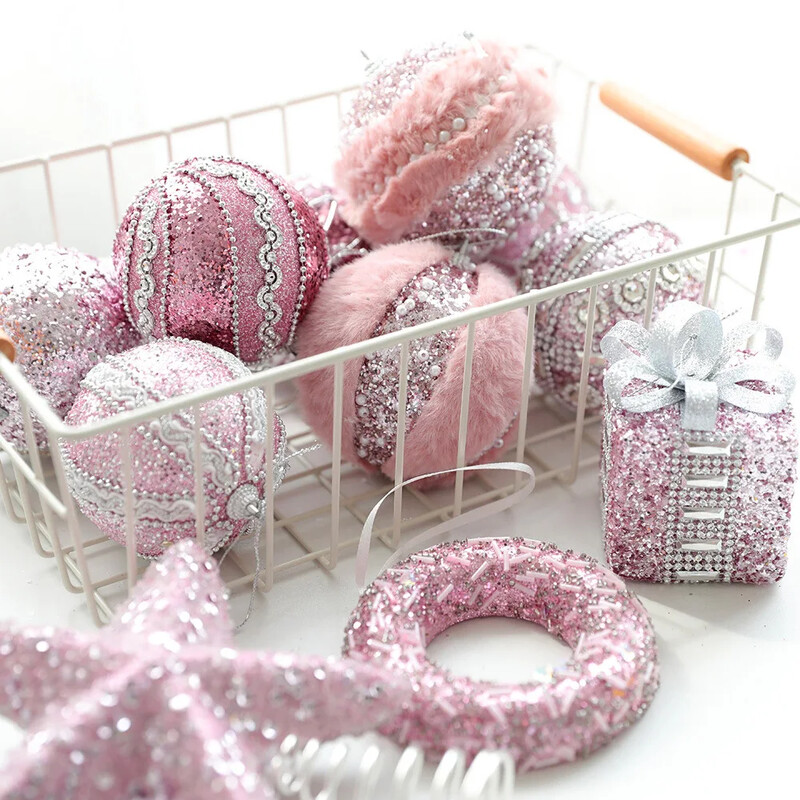 Ροζ μπάλα αφρού Διακοσμήσεις Χριστουγεννιάτικου δέντρου Χριστουγεννιάτικο μελόψωμο μενταγιόν Χριστουγεννιάτικο μενταγιόν diy Χριστουγεννιάτικα στολίδια