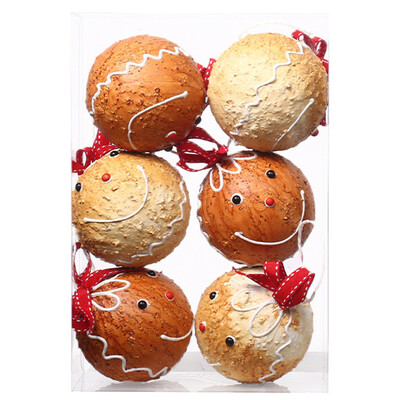 6τμχ 8cm Δημιουργικά Χριστουγεννιάτικα Διακοσμητικά Μπάλας Κρεμαστό κρεμαστό μελόψωμο μπάλα Ρουστίκ Χριστουγεννιάτικα στολίδια για Χριστουγεννιάτικη διακόσμηση σπιτιού