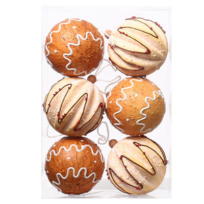 6τμχ 8cm Δημιουργικά Χριστουγεννιάτικα Διακοσμητικά Μπάλας Κρεμαστό κρεμαστό μελόψωμο μπάλα Ρουστίκ Χριστουγεννιάτικα στολίδια για Χριστουγεννιάτικη διακόσμηση σπιτιού