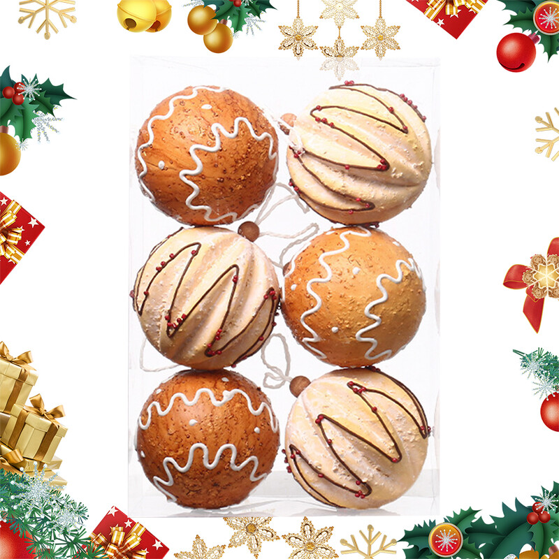 6τμχ 8cm Δημιουργικά Χριστουγεννιάτικα Διακοσμητικά Μπάλας Κρεμαστό κρεμαστό μελόψωμο μπάλα Ρουστίκ Χριστουγεννιάτικα στολίδια για Χριστουγεννιάτικη διακόσμηση σπιτιού