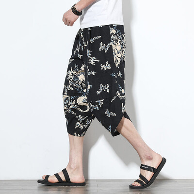 5XL Baggy Cotton Harēma Bikses Vīriešiem 2024 Summer Print Japāņu Vintage Solid Vīriešu Sieviešu Hip Hop Liela izmēra Platas Bikses Pantalon