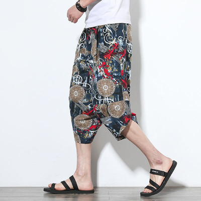 5XL Baggy Cotton Harēma Bikses Vīriešiem 2024 Summer Print Japāņu Vintage Solid Vīriešu Sieviešu Hip Hop Liela izmēra Platas Bikses Pantalon