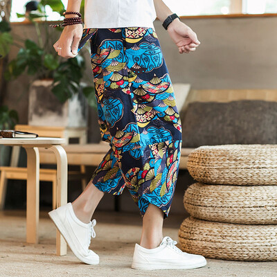 5XL Baggy Cotton Harēma Bikses Vīriešiem 2024 Summer Print Japāņu Vintage Solid Vīriešu Sieviešu Hip Hop Liela izmēra Platas Bikses Pantalon