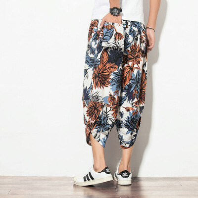 5XL Baggy Cotton Harēma Bikses Vīriešiem 2024 Summer Print Japāņu Vintage Solid Vīriešu Sieviešu Hip Hop Liela izmēra Platas Bikses Pantalon