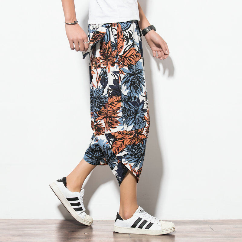 5XL Baggy Cotton Harēma Bikses Vīriešiem 2024 Summer Print Japāņu Vintage Solid Vīriešu Sieviešu Hip Hop Liela izmēra Platas Bikses Pantalon