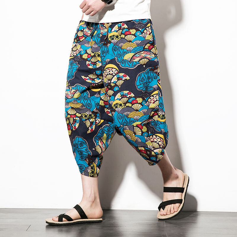 5XL Baggy Cotton Harēma Bikses Vīriešiem 2024 Summer Print Japāņu Vintage Solid Vīriešu Sieviešu Hip Hop Liela izmēra Platas Bikses Pantalon