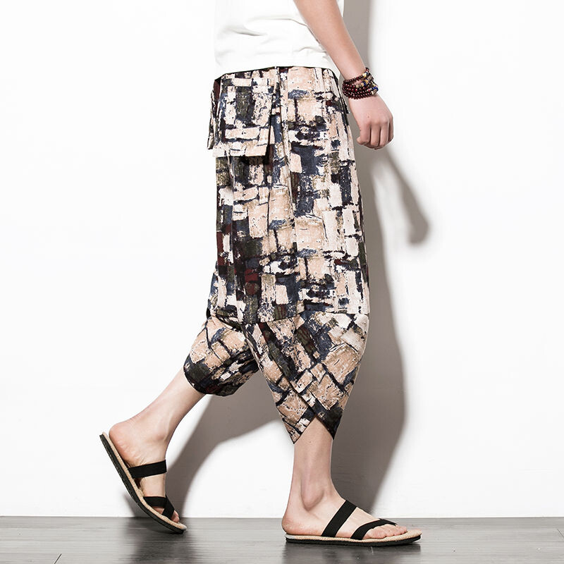 5XL Baggy Cotton Harēma Bikses Vīriešiem 2024 Summer Print Japāņu Vintage Solid Vīriešu Sieviešu Hip Hop Liela izmēra Platas Bikses Pantalon