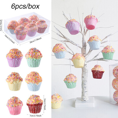 5/6 vnt Kalėdų Macaron ledų saldainių pakabukas Mielas spurgos pyragas Kalėdų eglutės ornamentas 2023 Namų vakarėlis Navidad dekoravimas 2024 m.