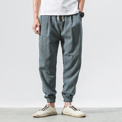 Βαμβακερό λινό Casual παντελόνι Harem Ανδρικό Joggers Ανδρικό καλοκαιρινό παντελόνι Ανδρικό φαρδύ παντελόνι κινέζικου στυλ 2023 Harajuku Clothe