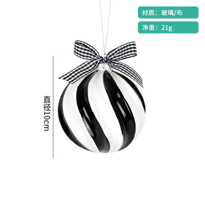juoda ir balta tapyba kūrybinių stiklo rutulių formos rutuliai Kalėdų eglutės scenos dekoracijos, kabantys raudoni ir balti kabantys rutuliai