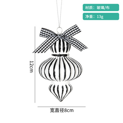 juoda ir balta tapyba kūrybinių stiklo rutulių formos rutuliai Kalėdų eglutės scenos dekoracijos, kabantys raudoni ir balti kabantys rutuliai