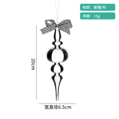 juoda ir balta tapyba kūrybinių stiklo rutulių formos rutuliai Kalėdų eglutės scenos dekoracijos, kabantys raudoni ir balti kabantys rutuliai