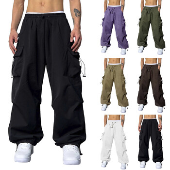 Cargo Parachute Pants Ανδρικά Harajuku Oversized Streetwear Y2k Hip Hop Wide Leg Joggers φαρδύ Techwear παντελόνι προπόνησης αναρρίχησης