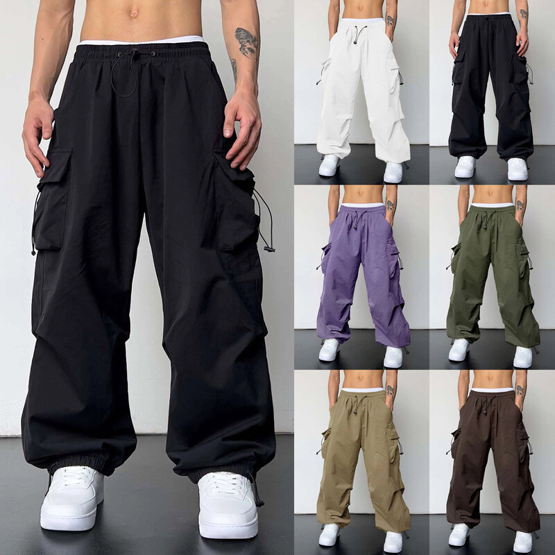 Pantaloni cargo cu parașuta bărbați Harajuku îmbrăcăminte de stradă supradimensionate Y2k Hip Hop pantaloni de jogging cu picioare largi Pantaloni largi de antrenament pentru alpinism