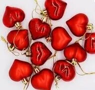 12PCS Privjesak za ljubavno božićno drvce Božićna breskva u obliku srca galvanizirana kuglica Vjenčanje Dekoracija doma Privjesak Dekoracija doma