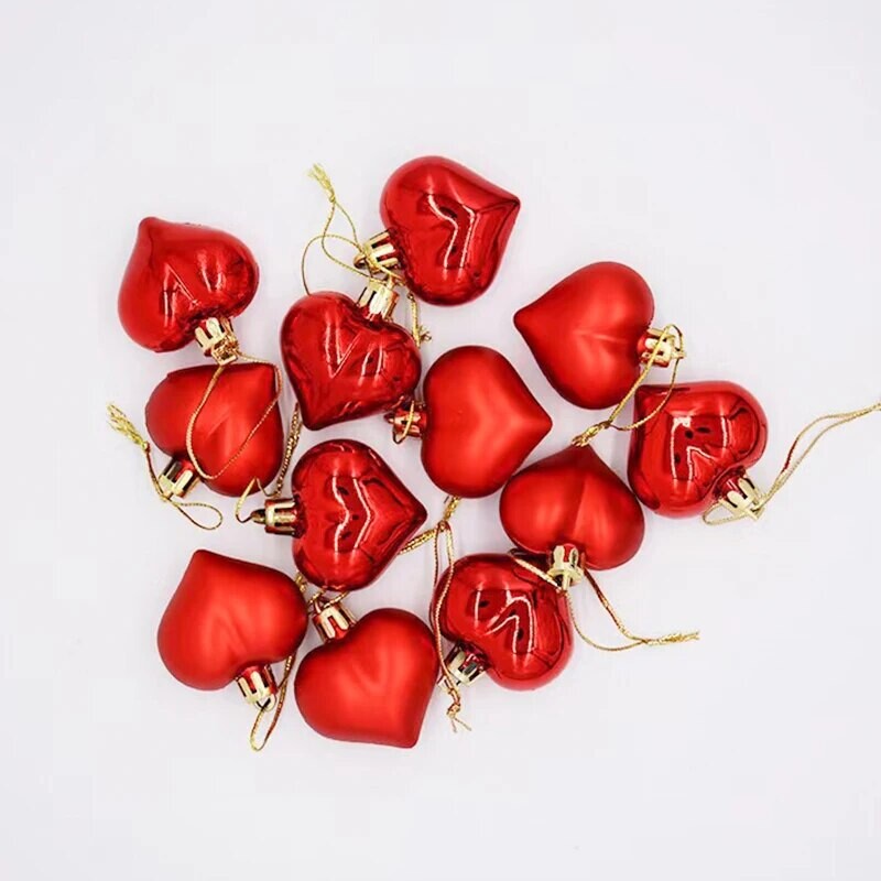 12PCS Privjesak za ljubavno božićno drvce Božićna breskva u obliku srca galvanizirana kuglica Vjenčanje Dekoracija doma Privjesak Dekoracija doma