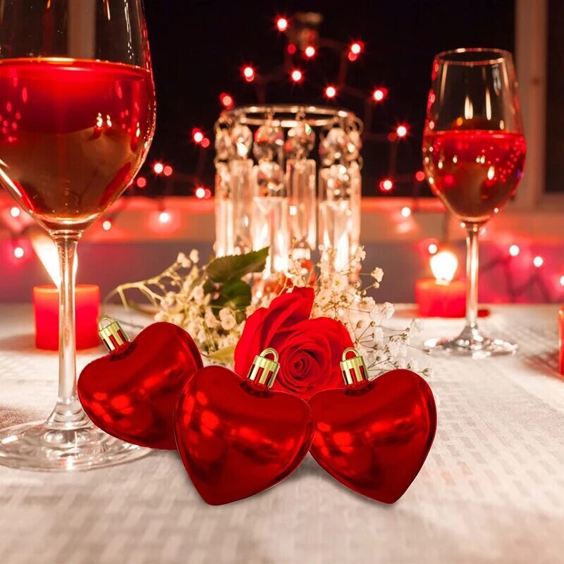 12PCS Privjesak za ljubavno božićno drvce Božićna breskva u obliku srca galvanizirana kuglica Vjenčanje Dekoracija doma Privjesak Dekoracija doma