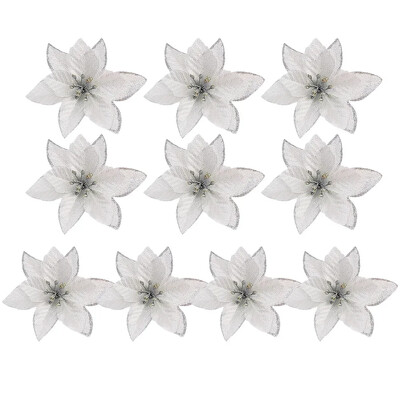 50/10 ΤΕΜ. Κόκκινο χρυσό Glitter Χριστουγεννιάτικα λουλούδια Τεχνητά ψεύτικα λουλούδια λουλούδια γιρλάντα Χριστουγεννιάτικο δέντρο Πρωτοχρονιάτικο στολίδια για το σπίτι Διακόσμηση σπιτιού