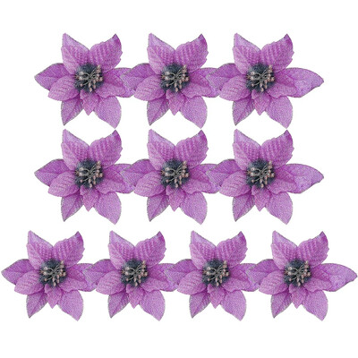 50/10 ΤΕΜ. Κόκκινο χρυσό Glitter Χριστουγεννιάτικα λουλούδια Τεχνητά ψεύτικα λουλούδια λουλούδια γιρλάντα Χριστουγεννιάτικο δέντρο Πρωτοχρονιάτικο στολίδια για το σπίτι Διακόσμηση σπιτιού