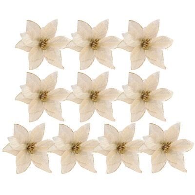 50/10 ΤΕΜ. Κόκκινο χρυσό Glitter Χριστουγεννιάτικα λουλούδια Τεχνητά ψεύτικα λουλούδια λουλούδια γιρλάντα Χριστουγεννιάτικο δέντρο Πρωτοχρονιάτικο στολίδια για το σπίτι Διακόσμηση σπιτιού