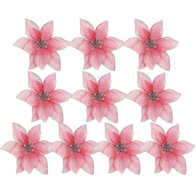 50/10 ΤΕΜ. Κόκκινο χρυσό Glitter Χριστουγεννιάτικα λουλούδια Τεχνητά ψεύτικα λουλούδια λουλούδια γιρλάντα Χριστουγεννιάτικο δέντρο Πρωτοχρονιάτικο στολίδια για το σπίτι Διακόσμηση σπιτιού