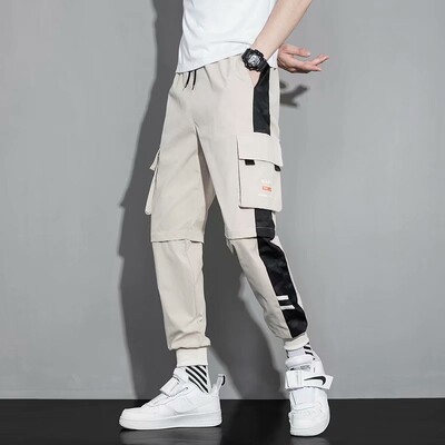 n stila funkcionālas izpletņa armijas kravas bikses pavasara-vasaras plūdmaiņas zīmola vasaras brīvas nišas sporta taisnas ikdienas bikses