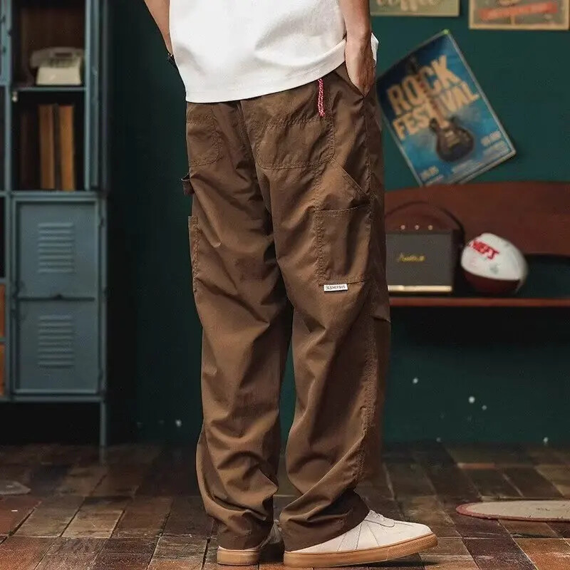Japāņu stila āra kempinga vīriešu kravas bikses vasaras brīvas piegriezuma pārvietošanās kalnos kāpšanai desantnieks bikses taisnas kājas