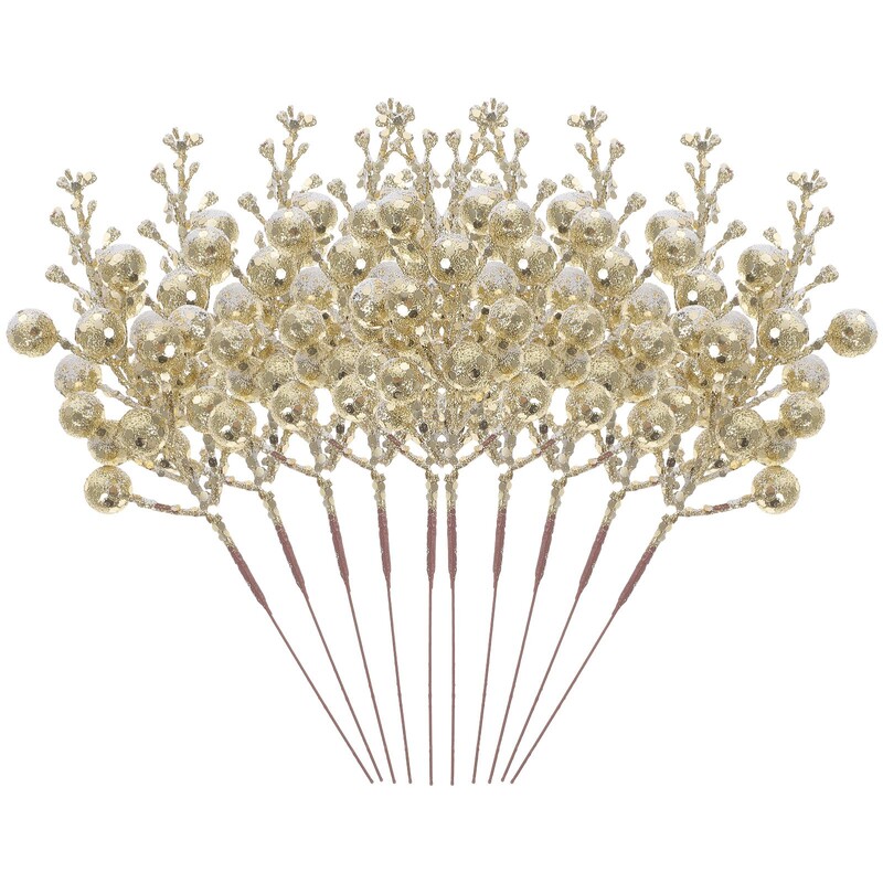 10 τμχ Χριστουγεννιάτικα τεχνητά κλαδιά μούρων Hollystem Pick Spray κουκουνάρια Navidad Decor Craft Εορταστική διακόσμηση πάρτι