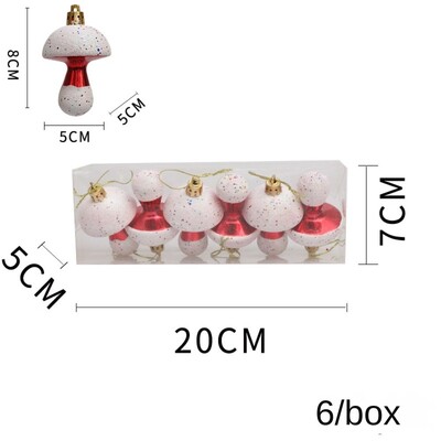 6kom/kutija Galvanizirane plastične gljive Ukrasi za božićno drvce DIY Rukotvorine Oslikane novogodišnje božićne kutije za darove Privjesak