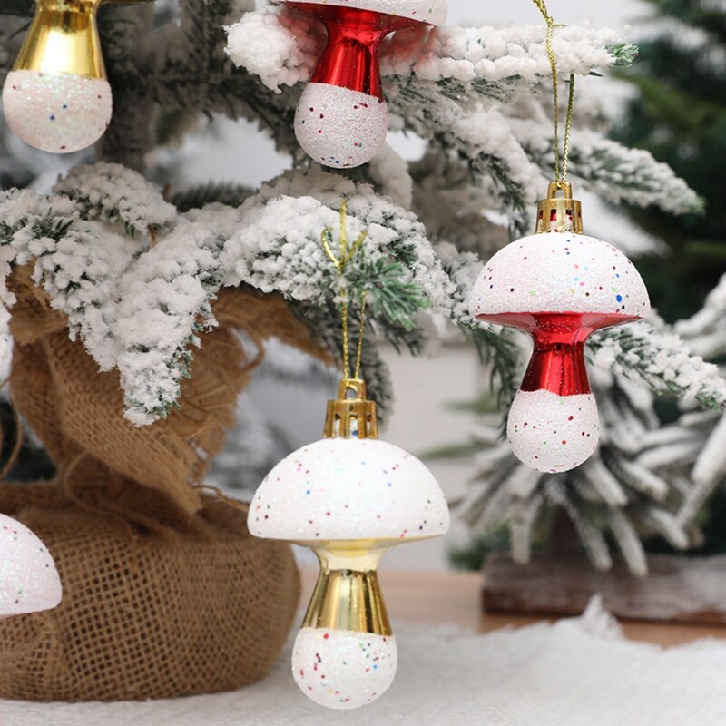 6kom/kutija Galvanizirane plastične gljive Ukrasi za božićno drvce DIY Rukotvorine Oslikane novogodišnje božićne kutije za darove Privjesak