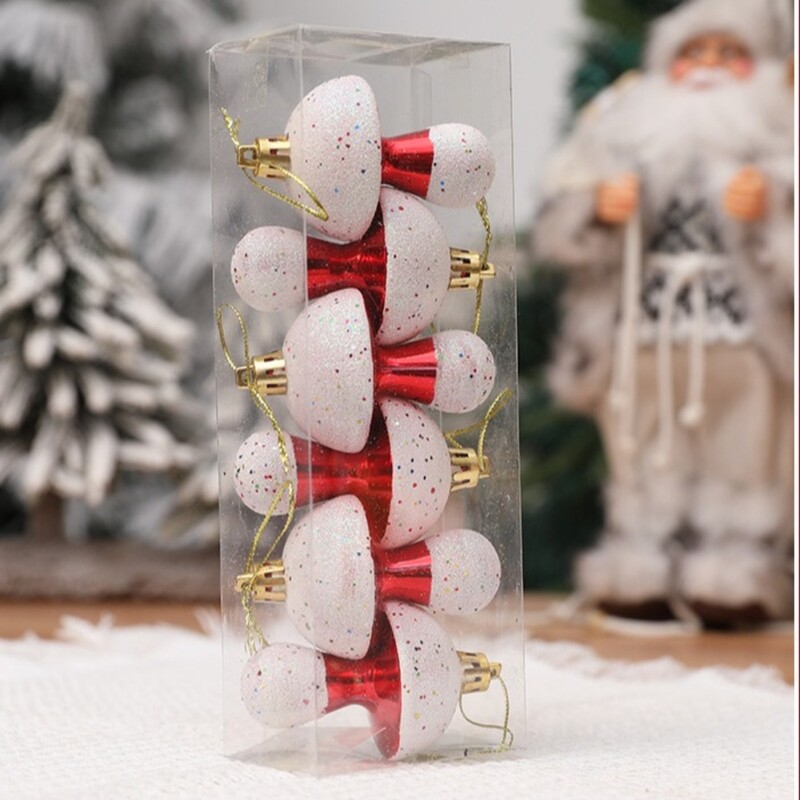 6kom/kutija Galvanizirane plastične gljive Ukrasi za božićno drvce DIY Rukotvorine Oslikane novogodišnje božićne kutije za darove Privjesak