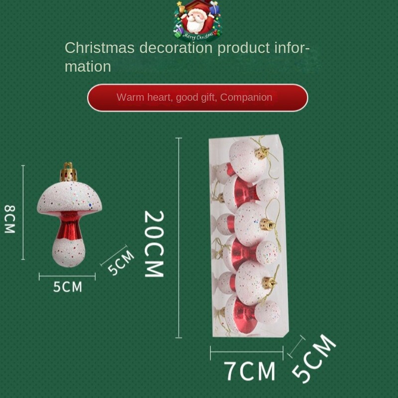 6kom/kutija Galvanizirane plastične gljive Ukrasi za božićno drvce DIY Rukotvorine Oslikane novogodišnje božićne kutije za darove Privjesak