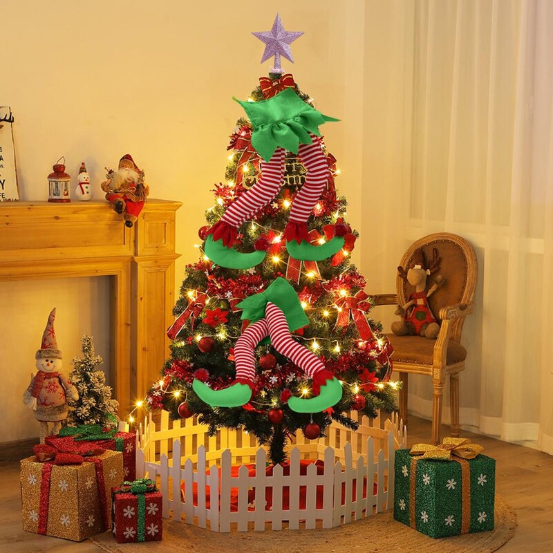 Kalėdų elfų kojos Patogios liesti netikros kojos Minkštos mielos pliušinės pusės kūno Kalėdų elfo koja, skirtos namams