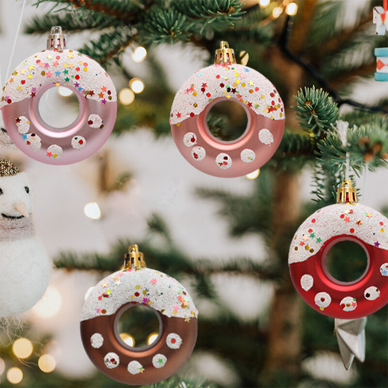 4 bucăți bile de Crăciun pentru pomul de Crăciun, gogoși din plastic, ornamente cu pandantiv pentru baby shower, ziua de naștere, petrecerea de nuntă