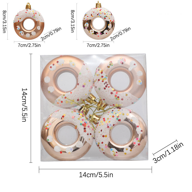 4 bucăți bile de Crăciun pentru pomul de Crăciun, gogoși din plastic, ornamente cu pandantiv pentru baby shower, ziua de naștere, petrecerea de nuntă