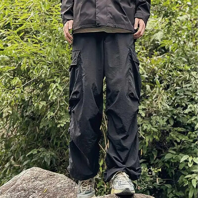 Άνοιξη φθινόπωρο 2024 Ανδρικά χαλαρά ίσια casual παντελόνια Αμερικανικού στυλ Αλεξιπτωτιστής Εργασίας με φαρδύ πόδι Άνετο μακρύ παντελόνι